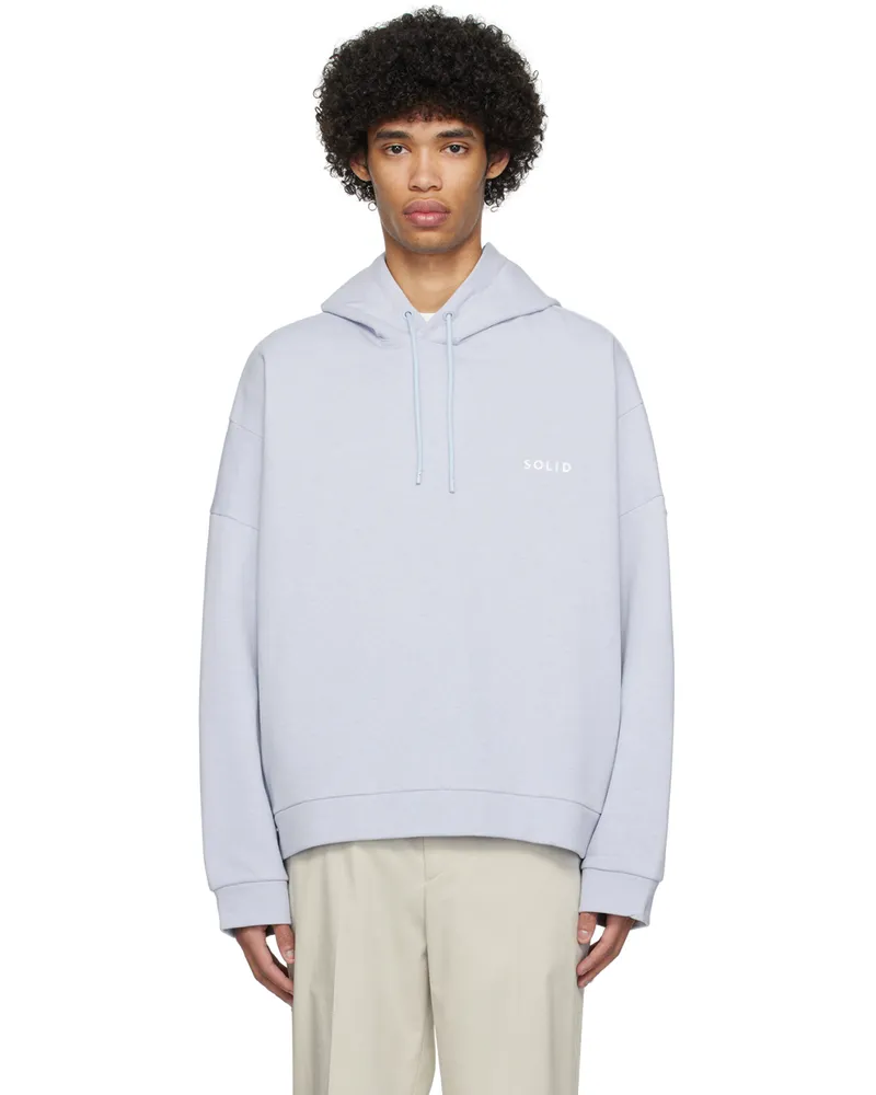 SOLID HOMME Blue Bonded Hoodie 704l