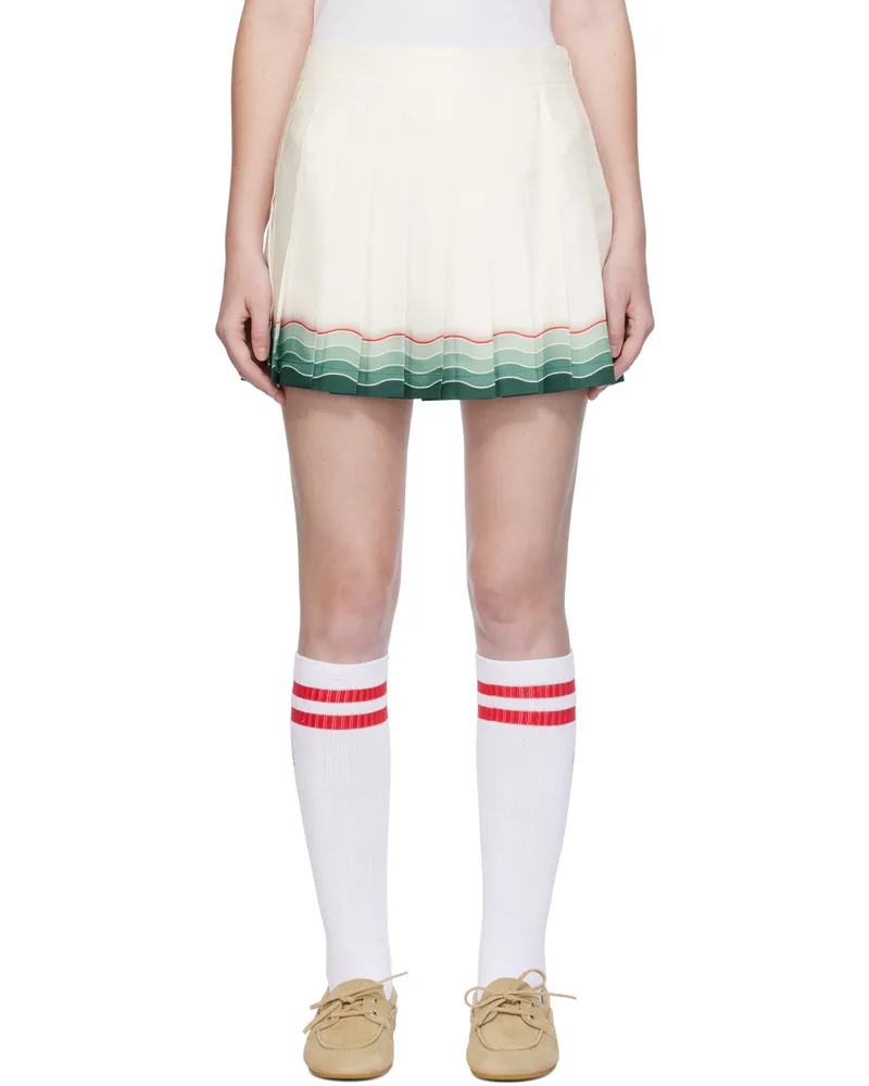 Casablanca Paris White Tennis Pleated Silk Miniskirt Montagne