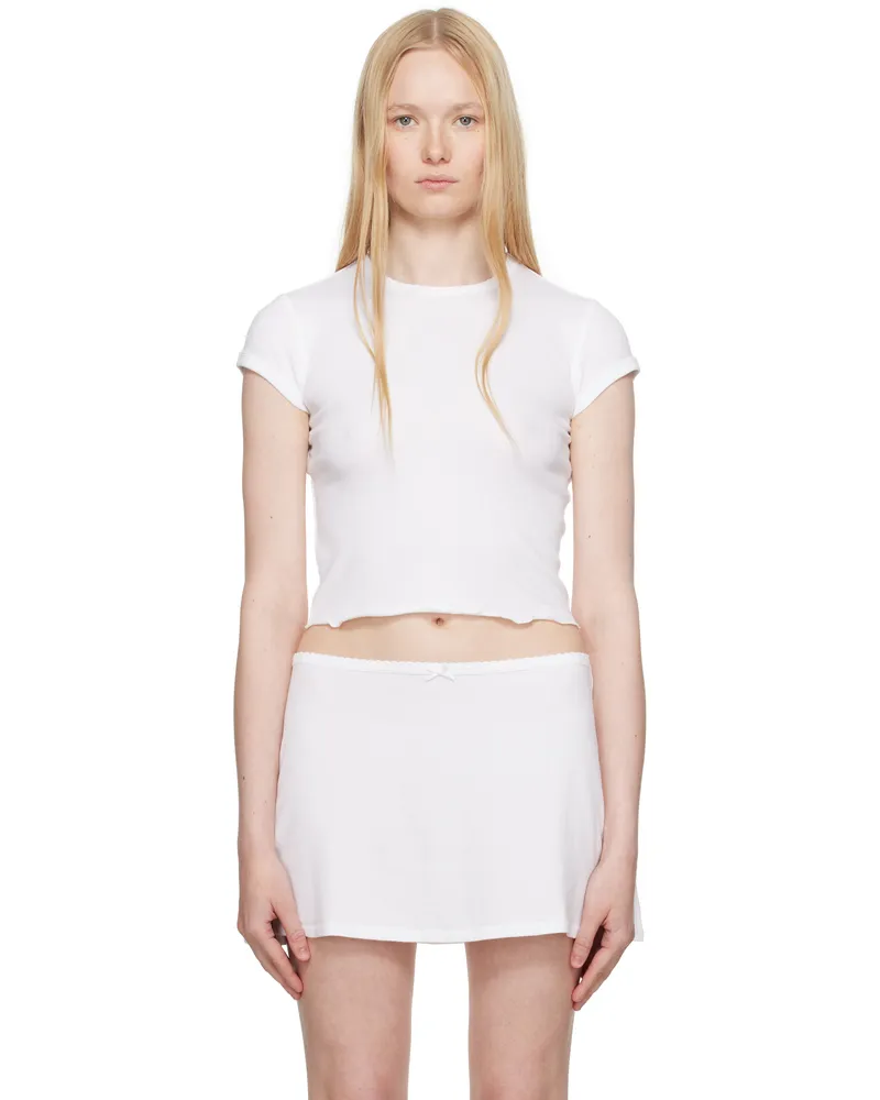 SKIMS White Drop Needle Pointelle Baby T-shirt Snow