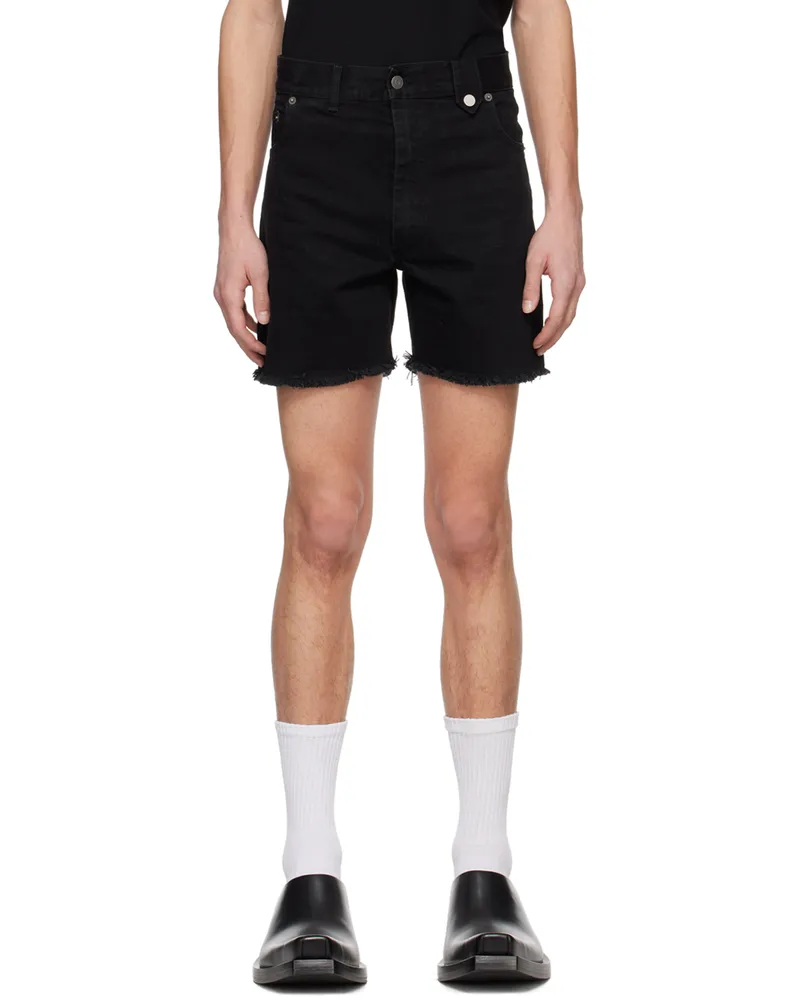 Egonlab Black Stonewashed Denim Shorts Black