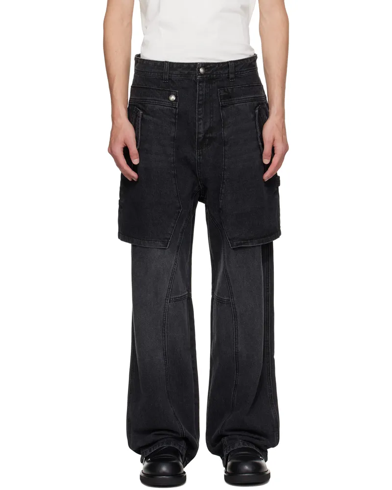 Andersson Bell Black Raptor Layered Wide-Leg Jeans Dnm
