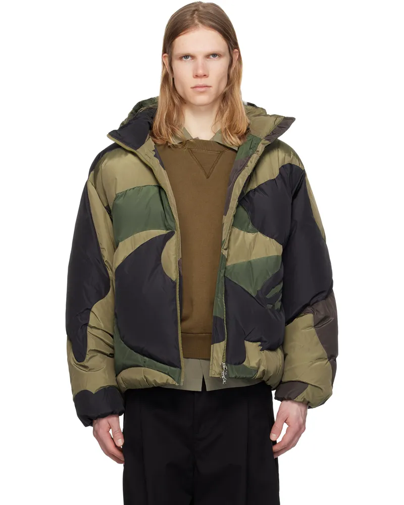 BAPE Green Camo Nylon Down Jacket Green