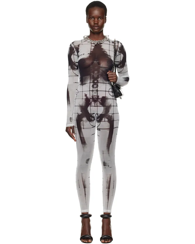 Jean Paul Gaultier White & Black 'The Squeletor' Jumpsuit 0100