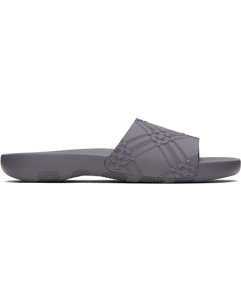 Burberry Gray Embossed Check Dive Pool Slides Magnet