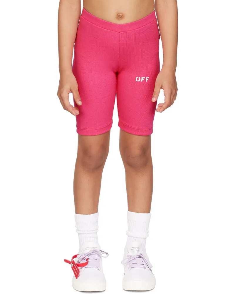 OFF-WHITE Kids Pink 'Off' Stamp Shorts Fuchsia
