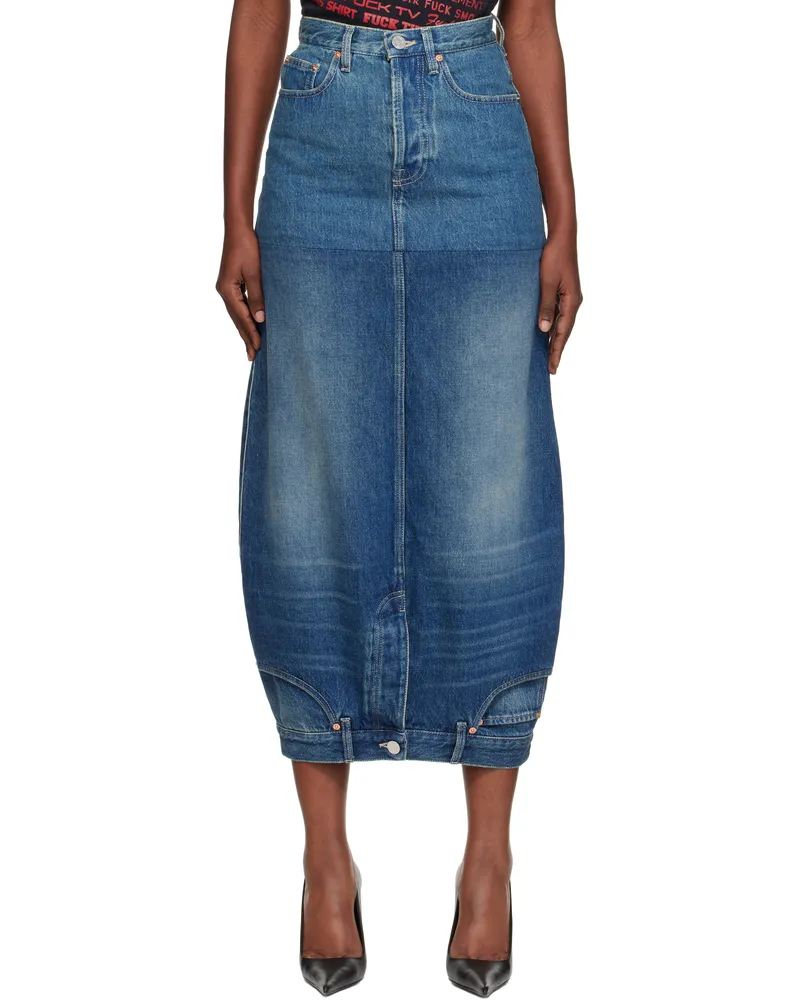 VETEMENTS Blue Double Denim Midi Skirt Blue