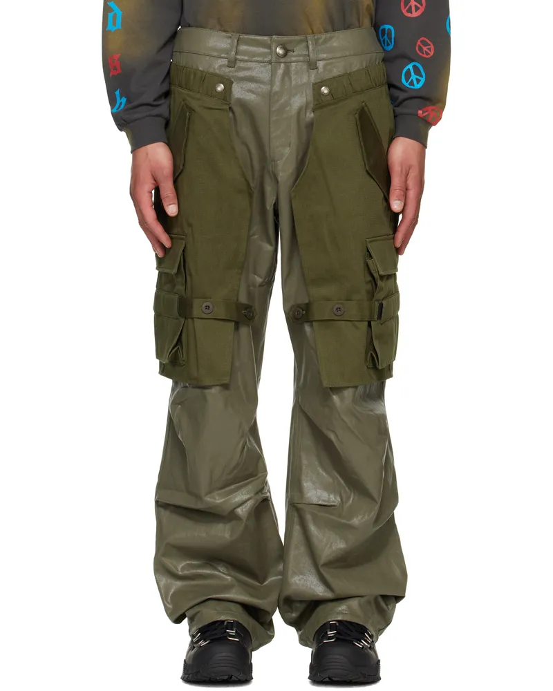 Andersson Bell SSENSE Exclusive Khaki Raptor Layered Cargo Pants Khaki