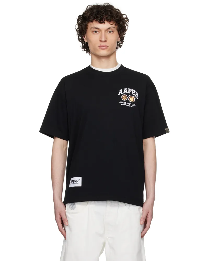 AAPE by A Bathing Ape Black 'AAPER' Logo Short Sleeve T-shirt Bkx