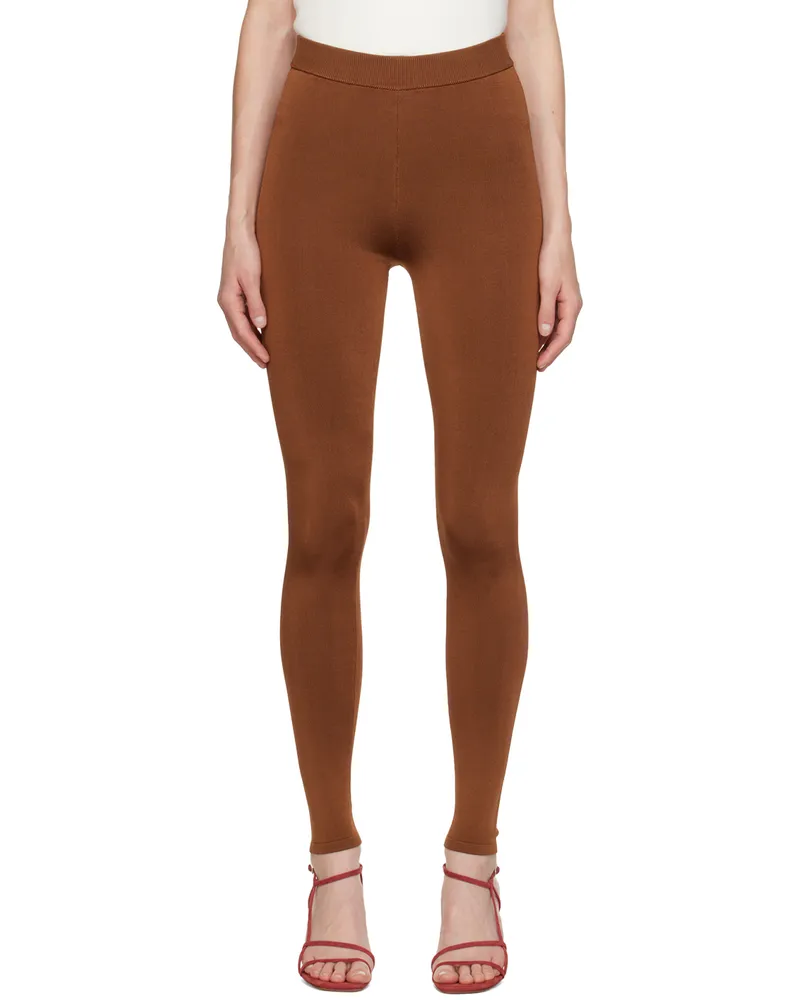 Frame Denim Brown Shiny Leggings Camel