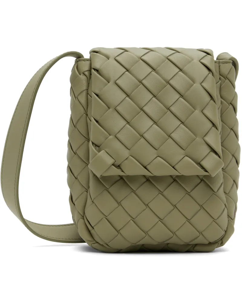 Bottega Veneta Green Mini Vertical Cobble Pouch 2919-travertine