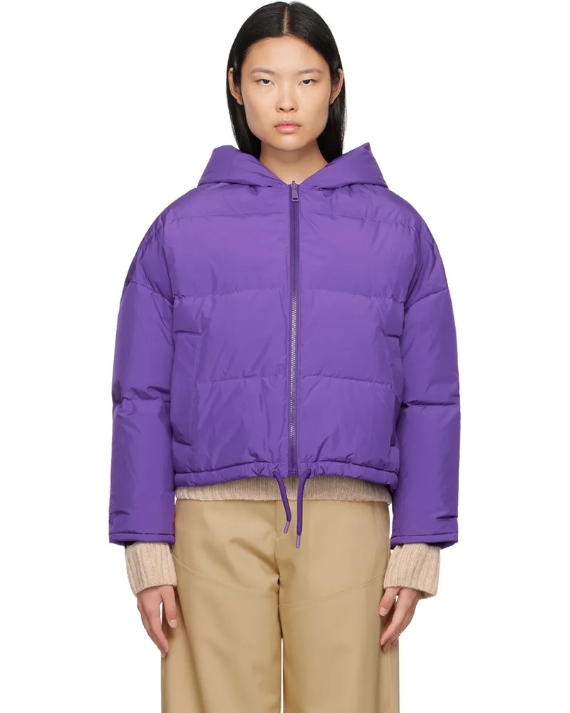 Yves Salomon Purple Hooded Reversible Down Jacket A5065
