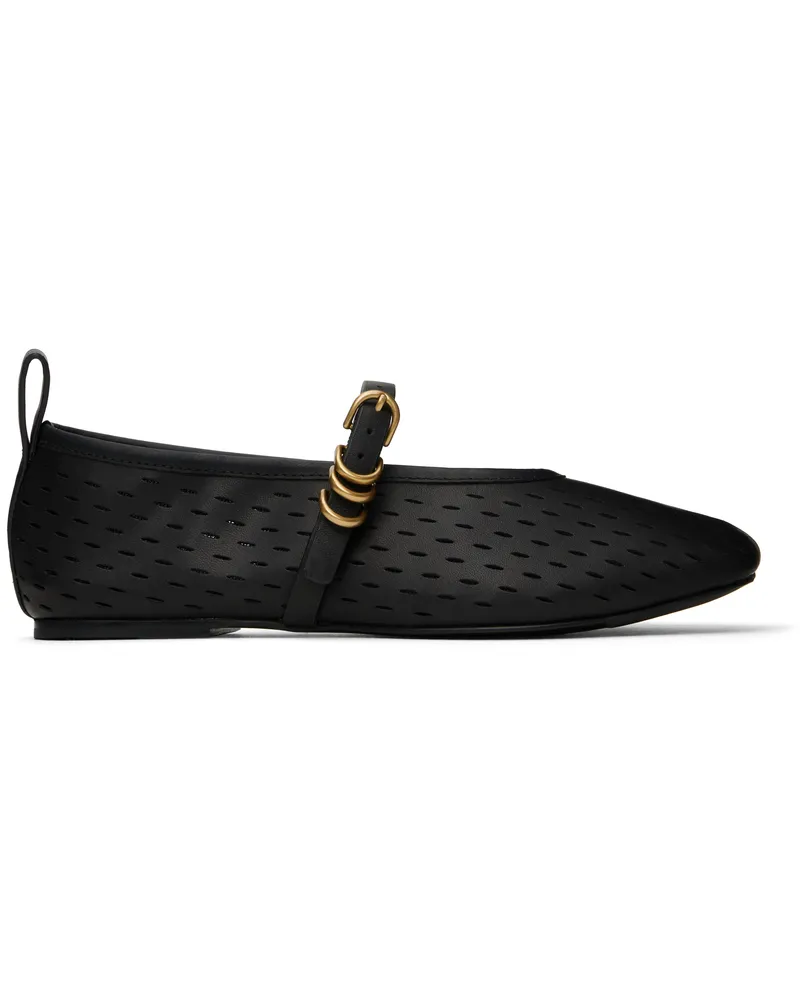 Rag & Bone Black Spire Perforated Leather Mary Jane Ballerina Flats Blkperf