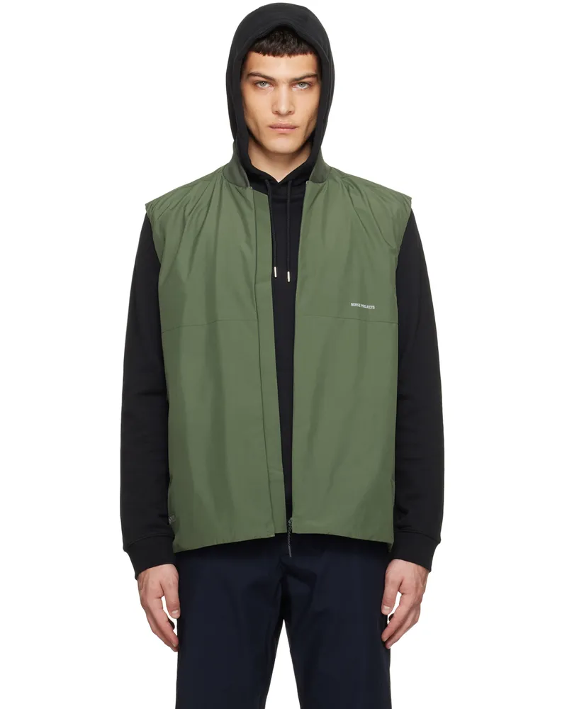 Norse Projects Green Stand Collar Vest Spruce