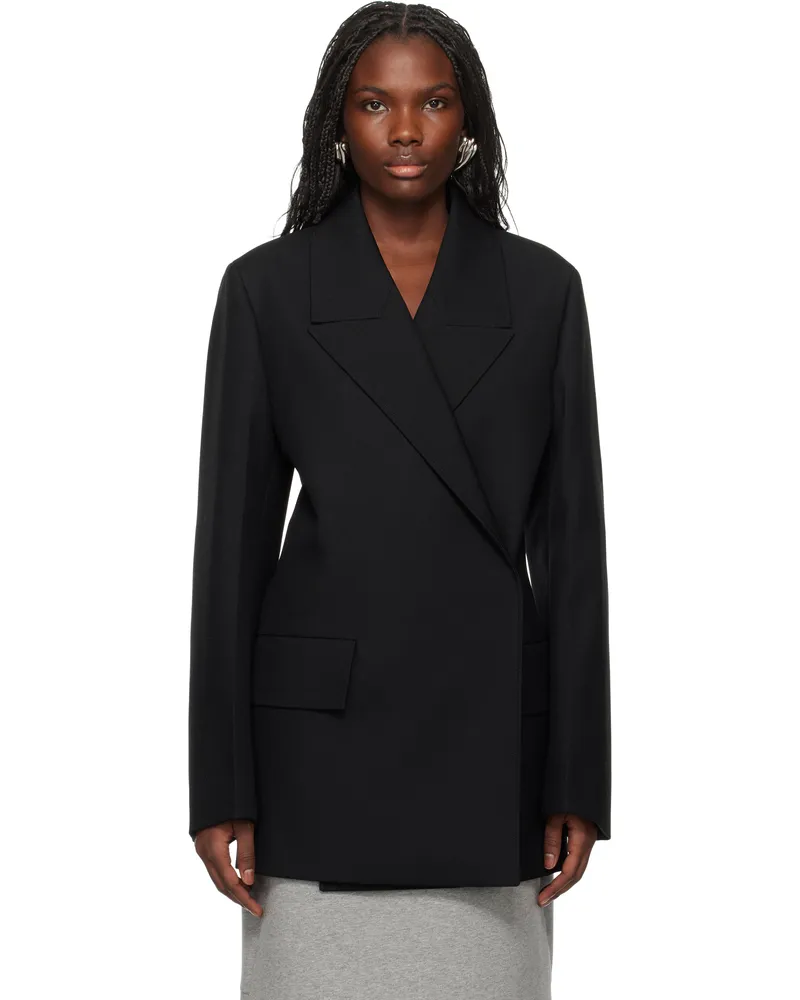 Jil Sander Black Double Breasted Wool Blazer 001