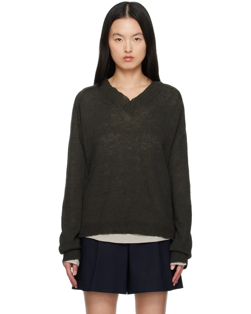 Our Legacy Khaki Rue V-Neck Sweater Nori