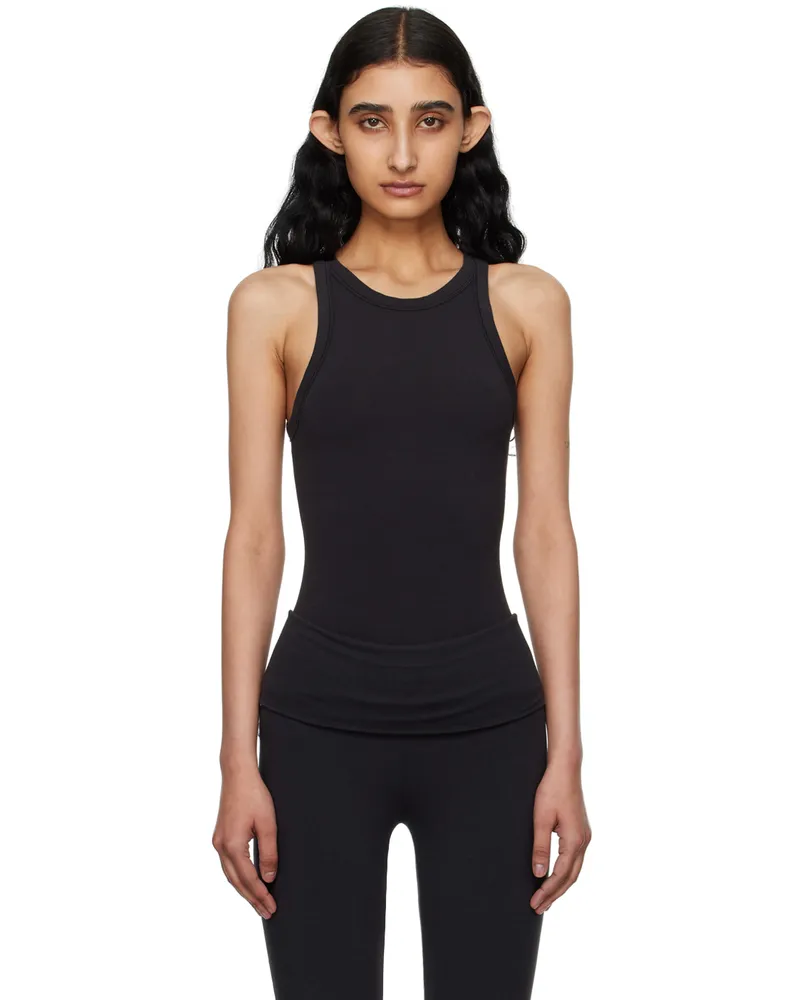 SKIMS Black Cotton Jersey Crew Neck Tank Top Soot