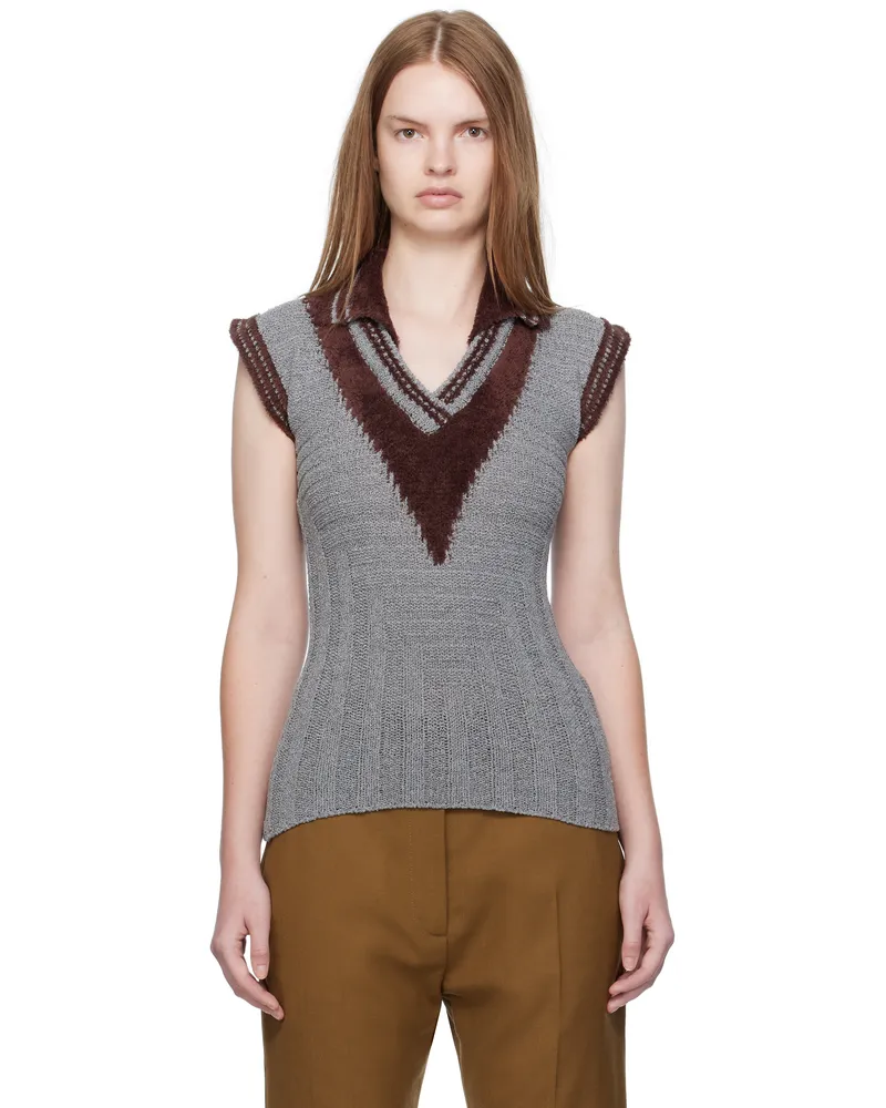 KIKO KOSTADINOV Gray & Brown Quimby Sleeveless Polo Speckled