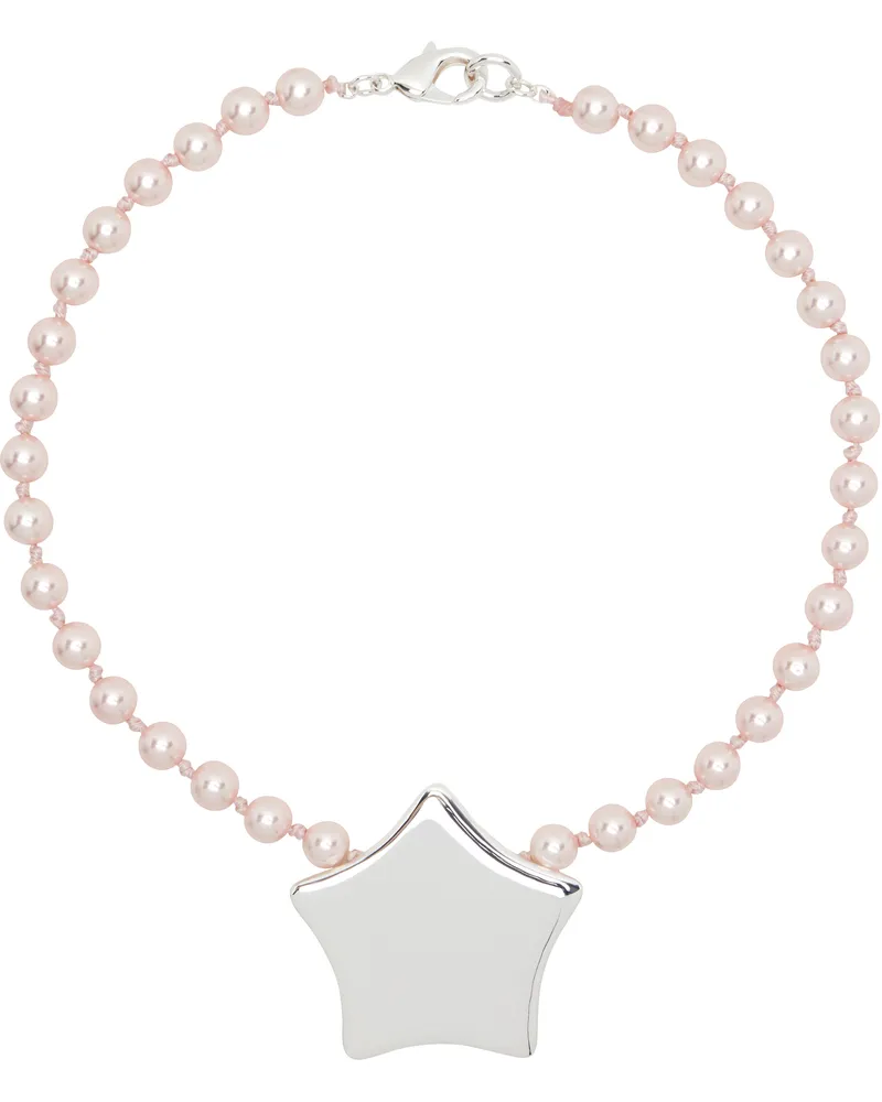 Sandy Liang Pink & Silver Gateaux Necklace Pink