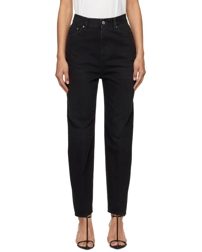 Totême Black Tapered Leg Jeans Faded