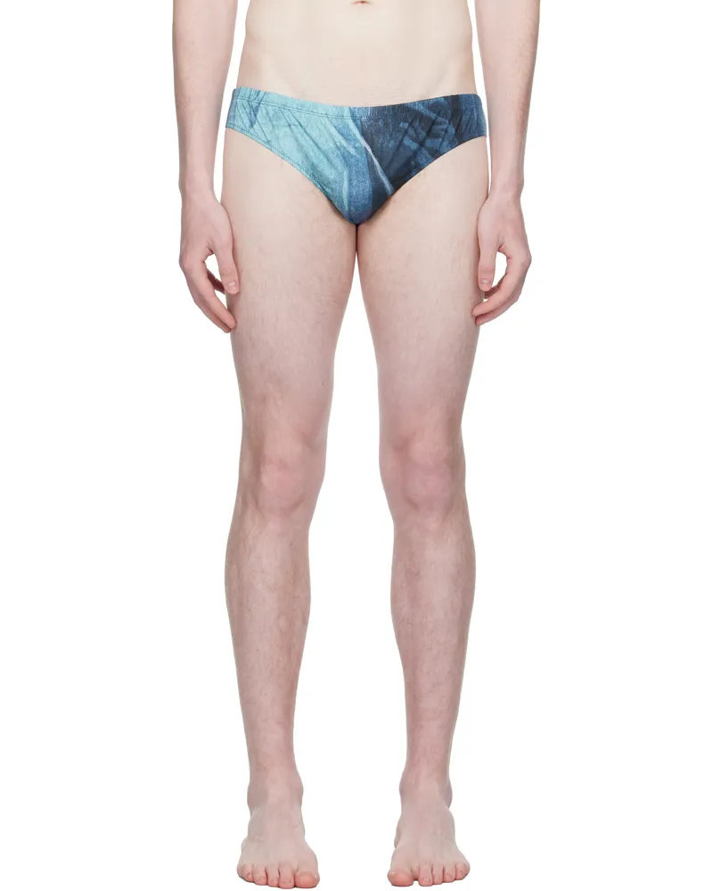 Jean Paul Gaultier Blue Printed Water Swim Briefs 5557-indigo