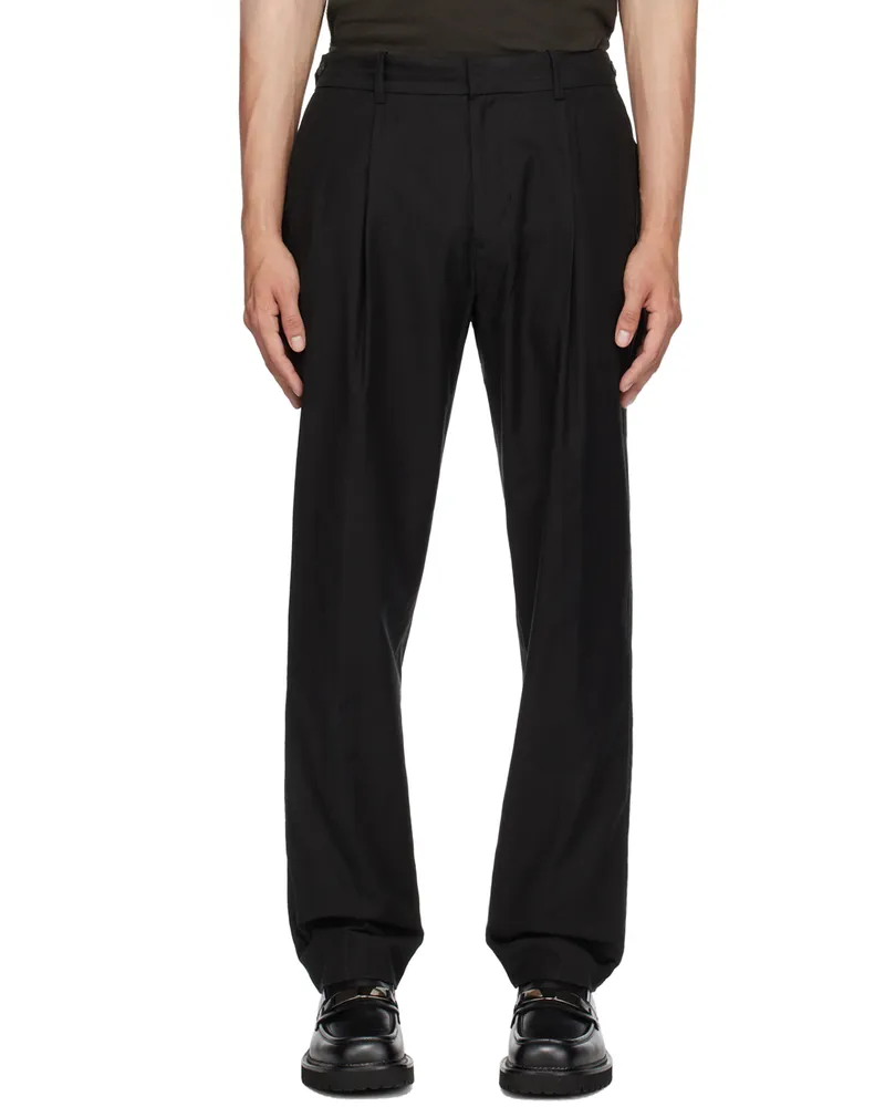 Vince Black Pleated Trousers Soft