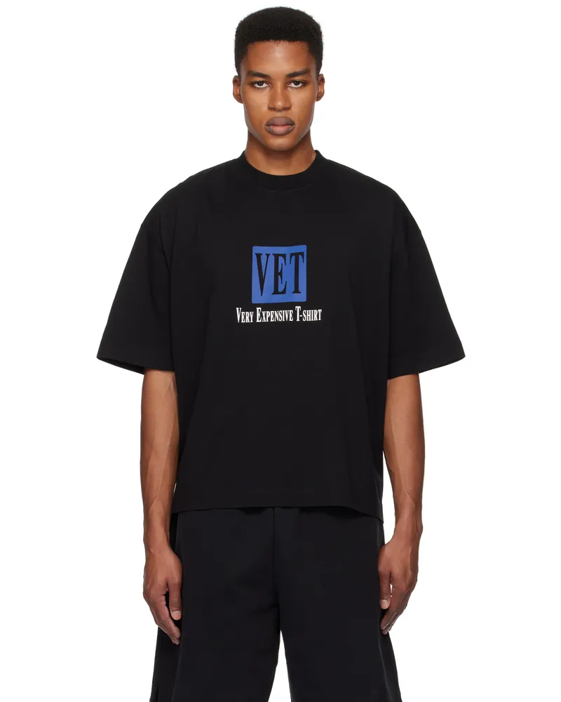 VETEMENTS Black 'VET' Cropped Boxy T-shirt Black