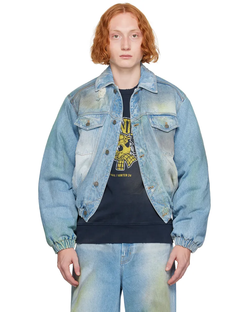 Egonlab Blue Padded Denim Bomber Jacket Denim