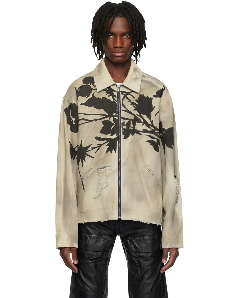 KUSIKOHC Gray Rose Denim Jacket Grey