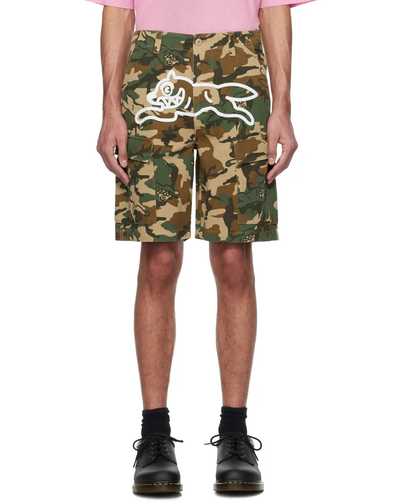ICECREAM Khaki Running Dog Woodland Camo Cargo Shorts Multi