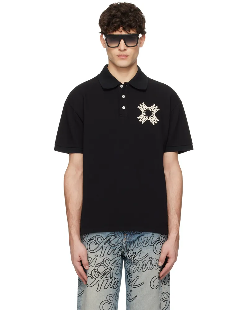 Amiri Black Embroidered MA Quad Polo Black