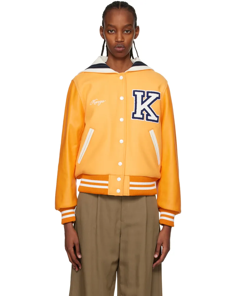 Kenzo Orange Kenzo Paris Embroidered Bomber Jacket 36
