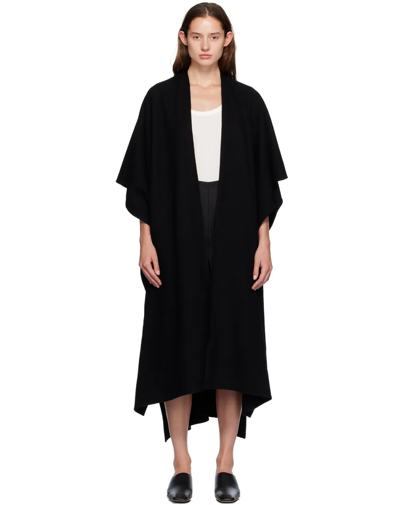 GIA STUDIOS Black Wool Shawl Coat Black