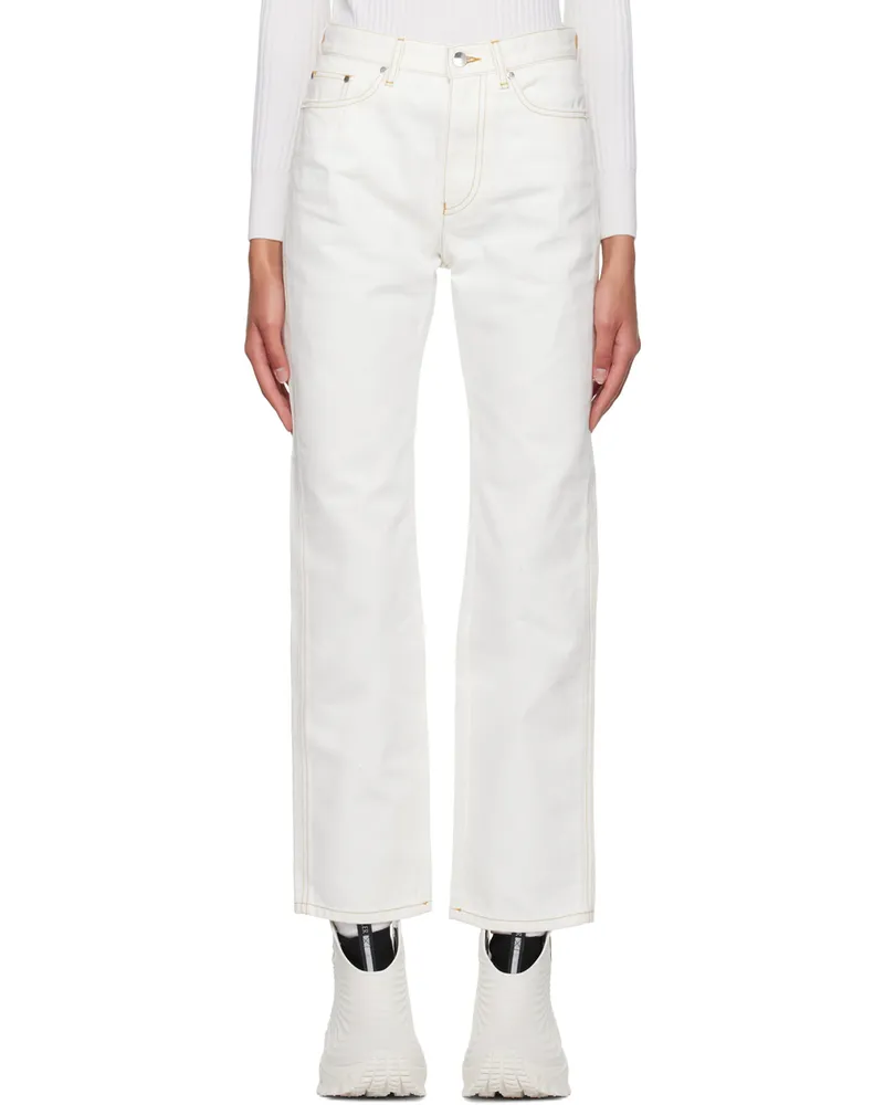 Moncler White Straight-Leg Jeans 032