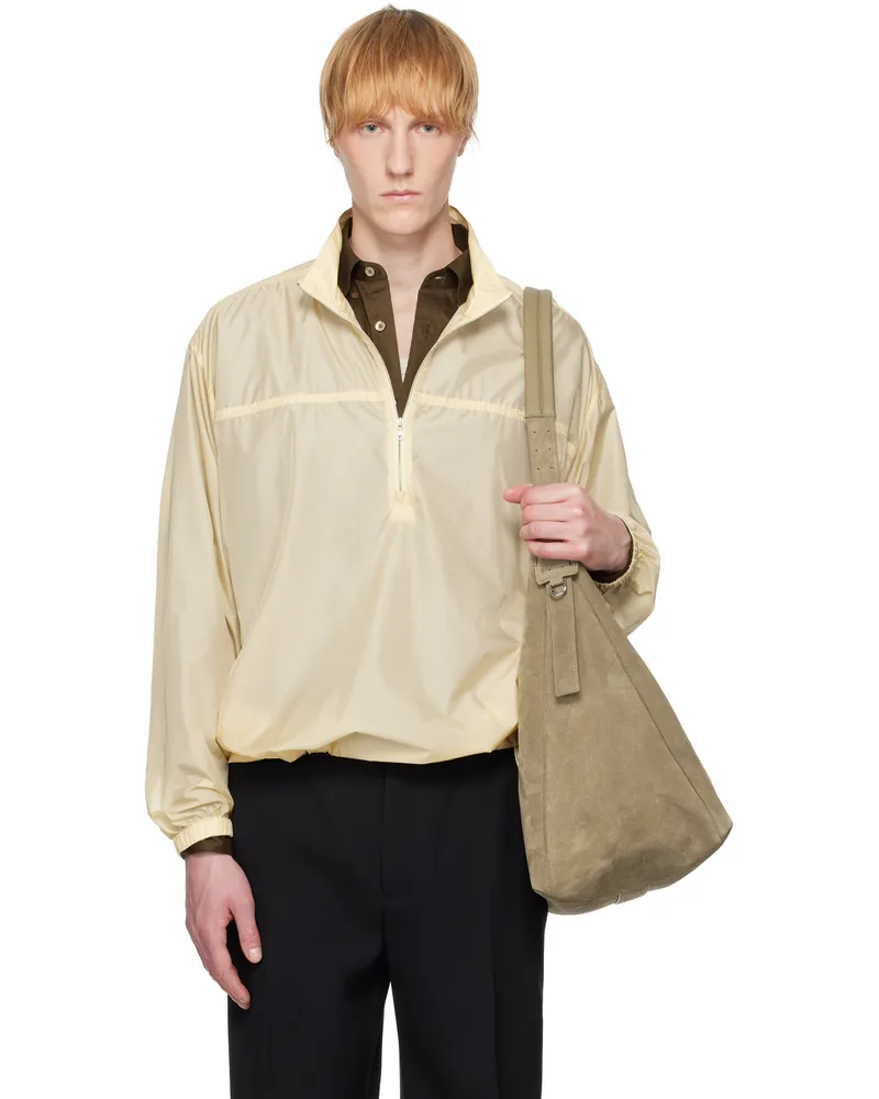 AURALEE Yellow Light Sheer Nylon Half Zip Jacket Light