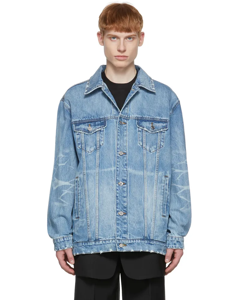 WE 11 DONE Blue Trucker Denim Jacket Blue