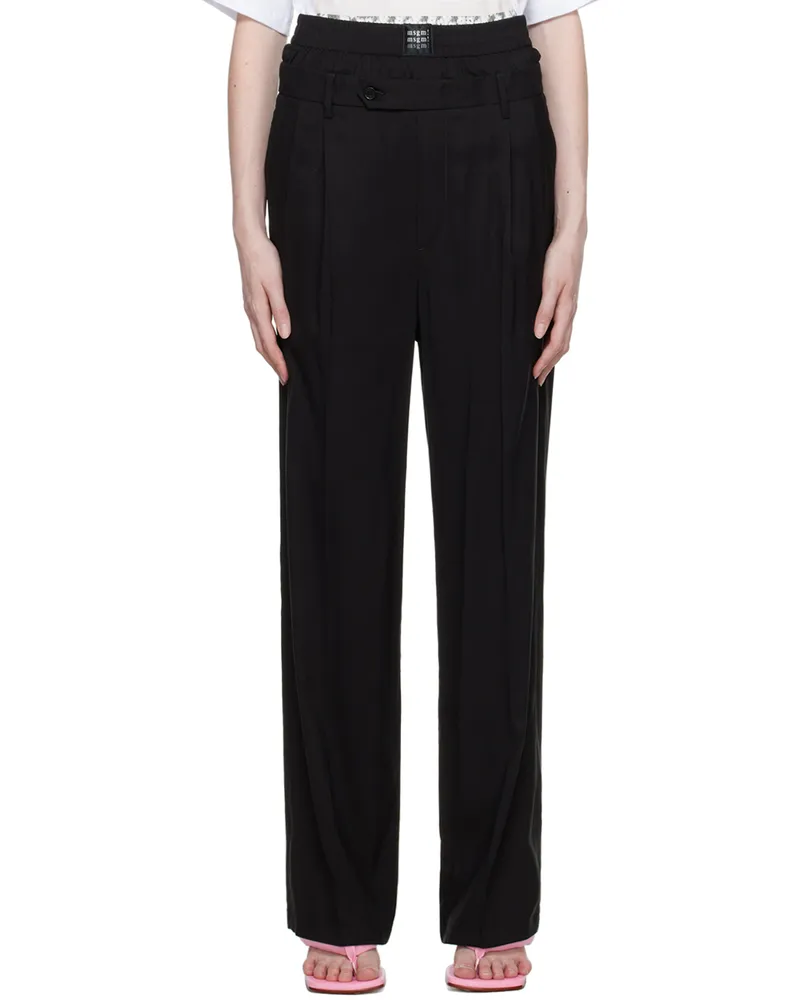 MSGM Black Built-In Boxers Trousers Black