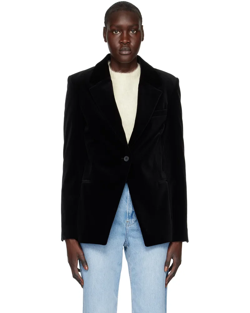 Frame Denim Black Single-Button Blazer Noir