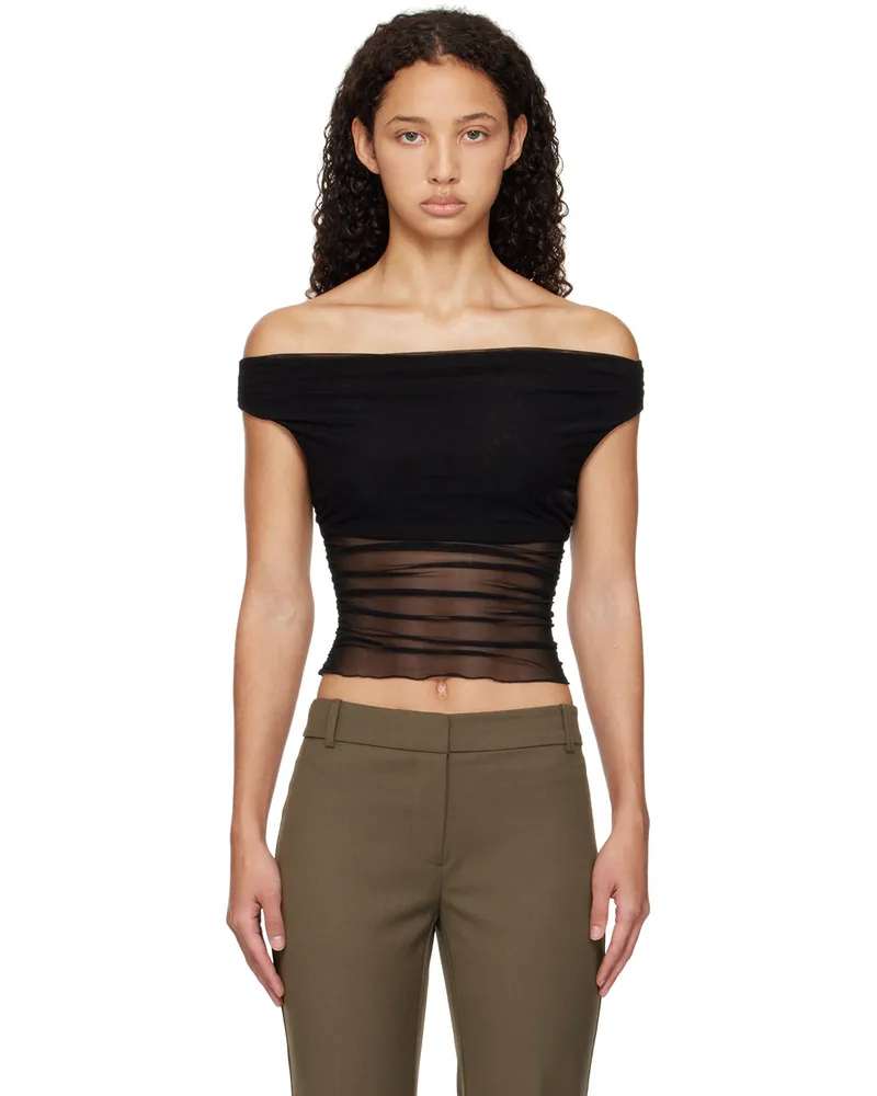 bec & bridge Black Pia Off Shoulder Tank Top Black