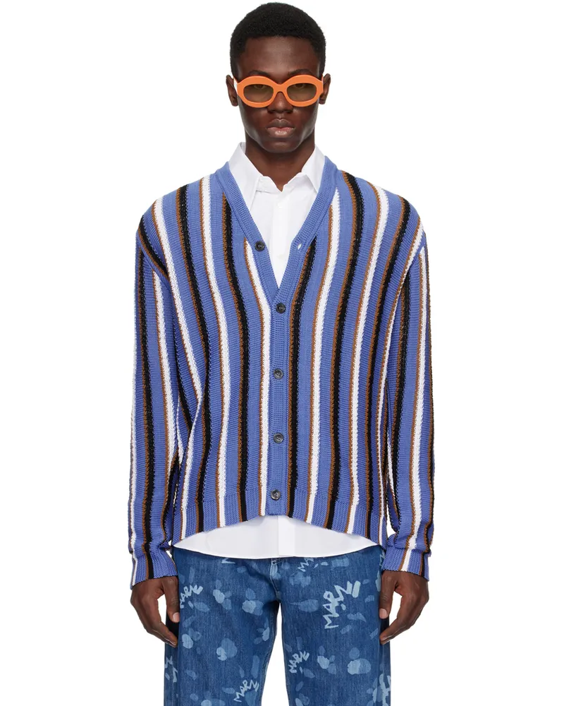Marni Blue & White Striped Cardigan Inb37