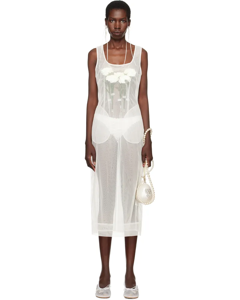 Simone Rocha SSENSE Exclusive Bridal Capsule Carnation Dart Midi Dress Ivory