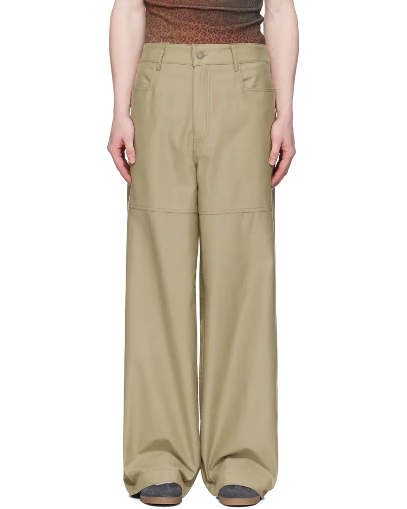 SERAPIS Beige Wide Sailor Trousers Mustard