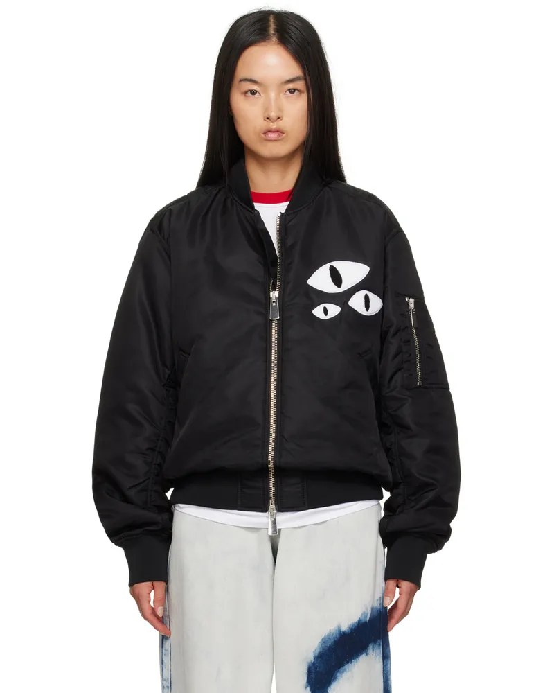 Charles Jeffrey Loverboy Black Varsity Bomber Jacket Black