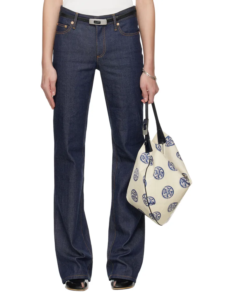Tory Burch Navy Skinny Leg Jeans Raw