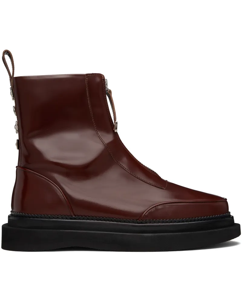 Toga Brown Leather AJ1430 Zip-Up Boots Brown