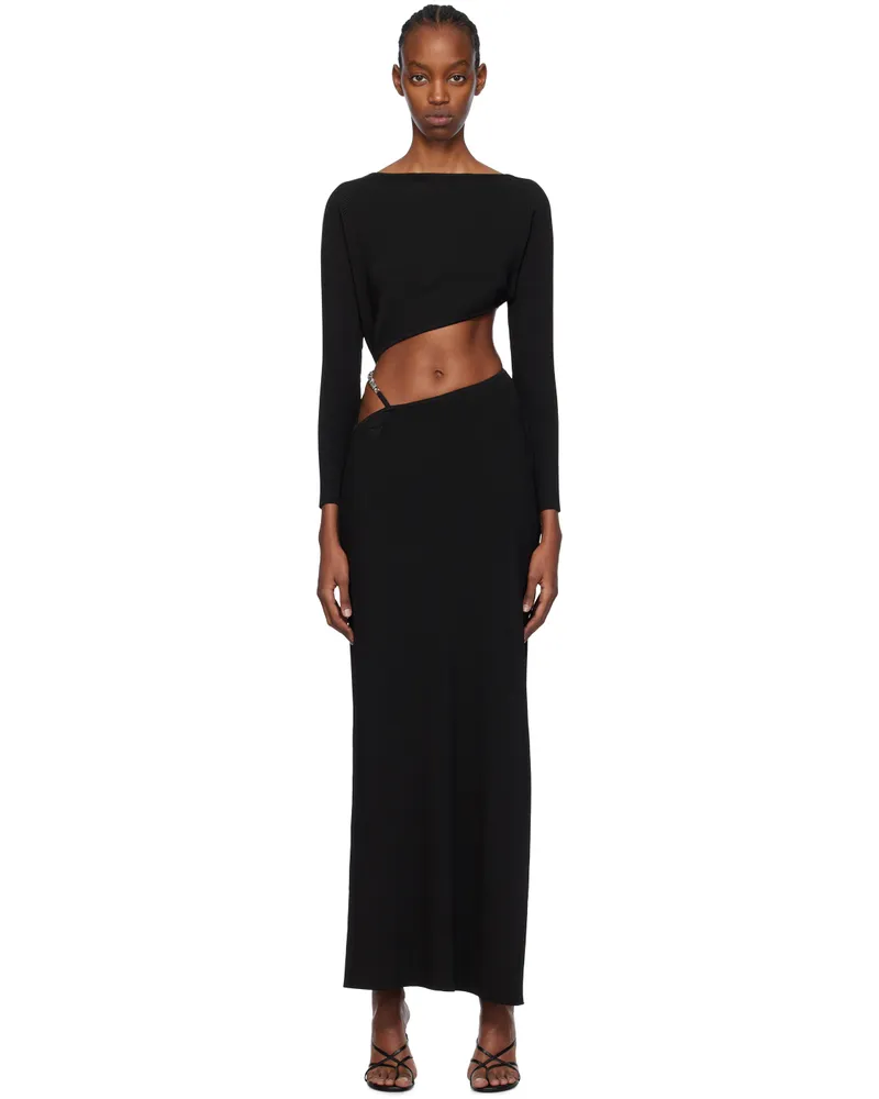 GCDS Black Asymmetric Maxi Dress 99