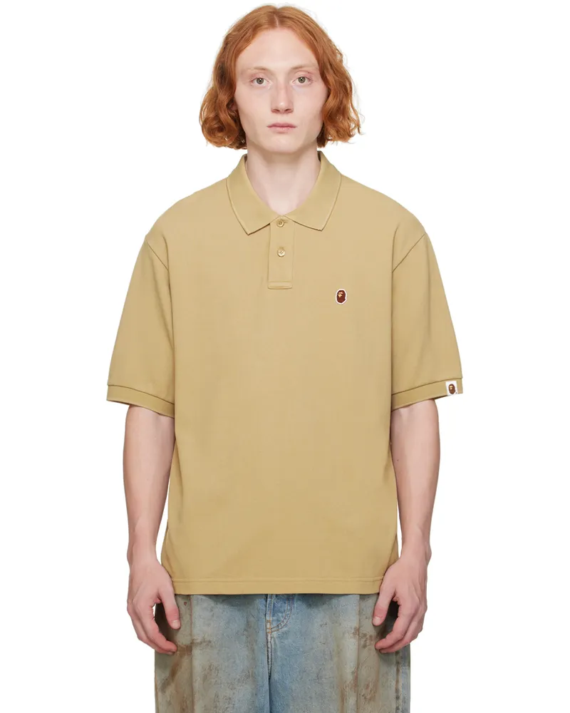 BAPE Beige Ape Head One Point Polo Beige