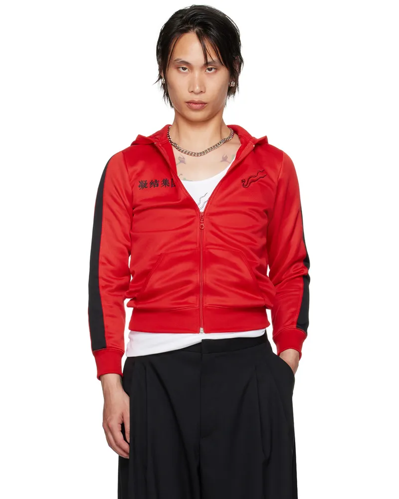 LU'U DAN Red CLOT Edition Zip Shrunken Hoodie Red