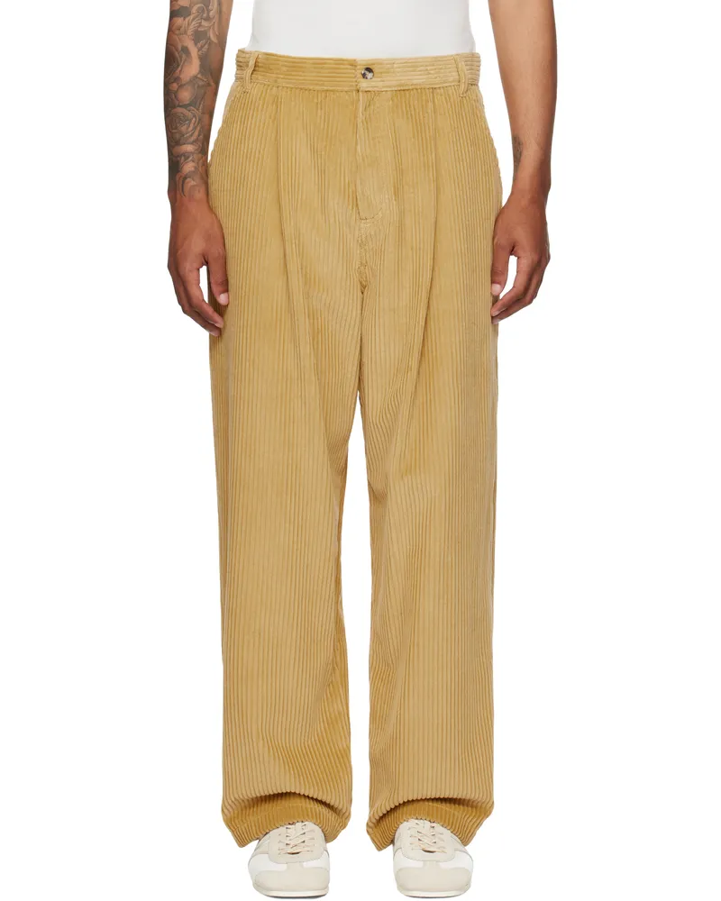 Moschino Tan Toggle Trousers Yellow