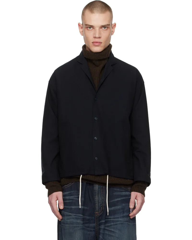 nanamica Navy Cotton Wool Deck Jacket Dn