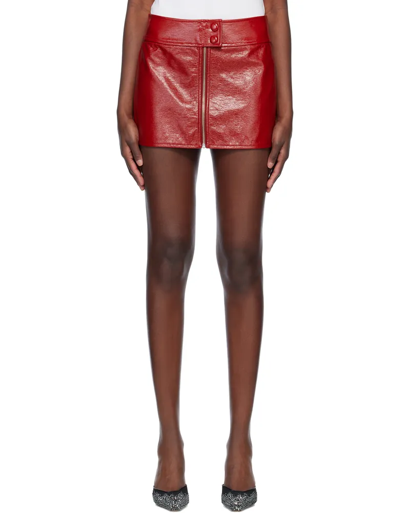 STAND Red Tara Faux-Leather Miniskirt 25220